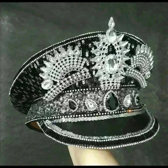 Black and Silver Custom Captains Hat - Picture 2 of 4